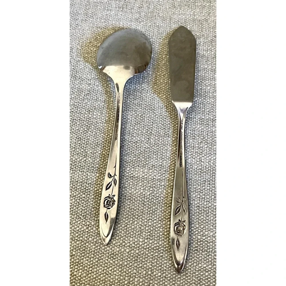 Oneida Community Stainless Flatware My Rose 1 Sugar Spoon 1 Master Butter Knife